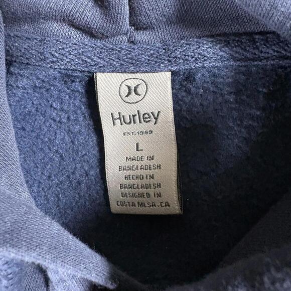 Hurley Mens L Graphic Hoodie Navy Blue Pullover Sweatshirt Streetwear Retro OG! - Picture 3 of 7